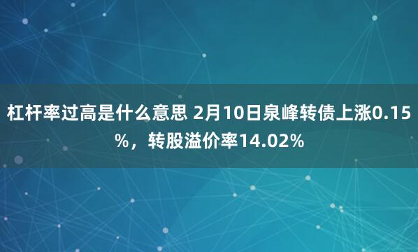 杠杆率过高是什么意思 2月10日泉峰转债上涨0.15%，转股溢价率14.02%